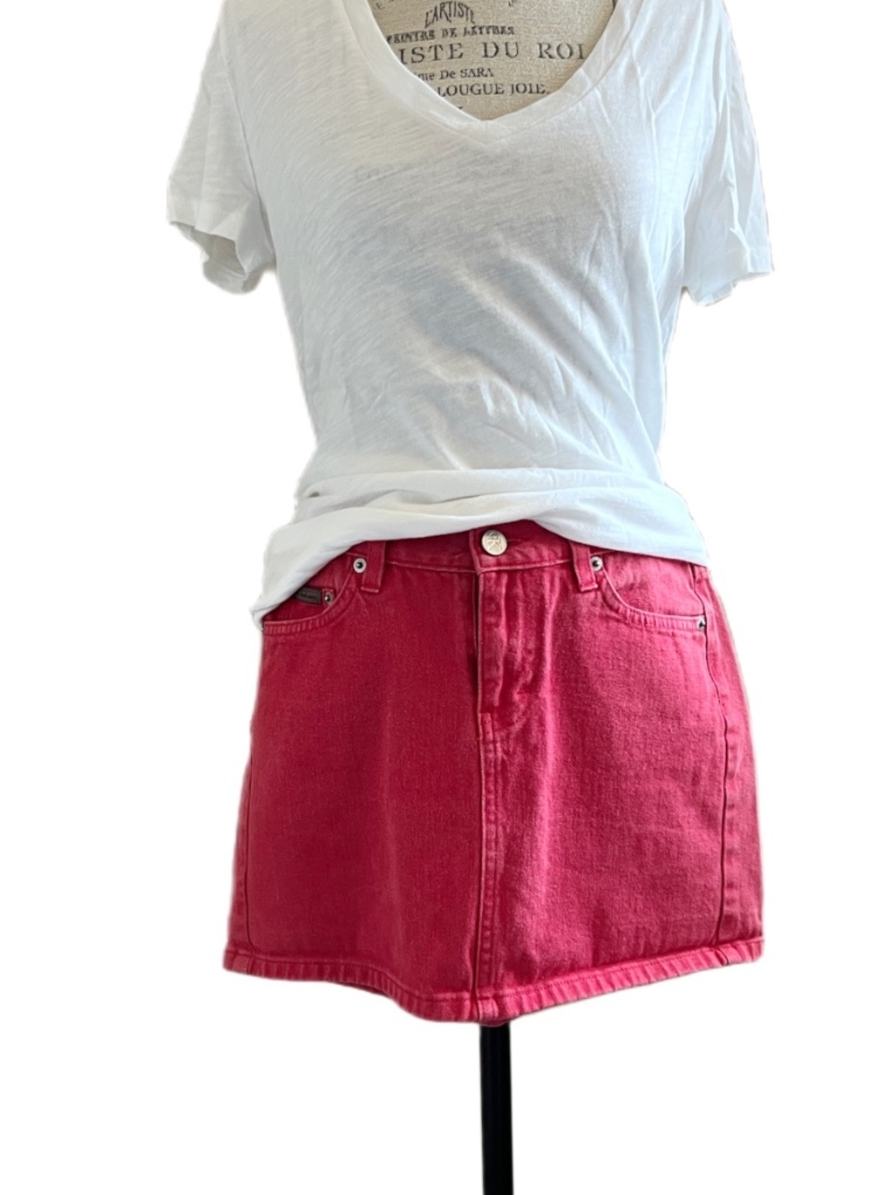 Vintage Calvin Klein Jeans Red Demin Mini Skirt Size 3